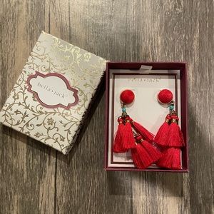 bella jack Red Statement Dangle Earrings
